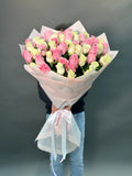 #41. 51 Light pink and White Roses mix.