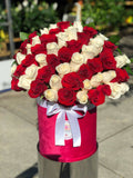 #35. Red And White Striped  Roses Fiori Box Flower - FioriFlower | Fiori Flowers Brooklyn NYC Flower Delivery 