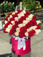 #35. Red And White Striped  Roses Fiori Box Flower - FioriFlower | Fiori Flowers Brooklyn NYC Flower Delivery 