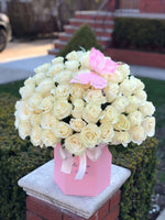 #3. 51 White Fiori  Roses with Pink box - FioriFlower | Fiori Flowers Brooklyn NYC Flower Delivery 