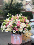 #61. Pink Mix Hexagon Fiori Box Flowers - FioriFlower | Fiori Flowers Brooklyn NYC Flower Delivery 