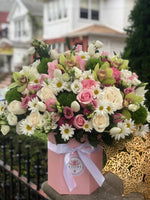 #61. Pink Mix Hexagon Fiori Box Flowers - FioriFlower | Fiori Flowers Brooklyn NYC Flower Delivery 